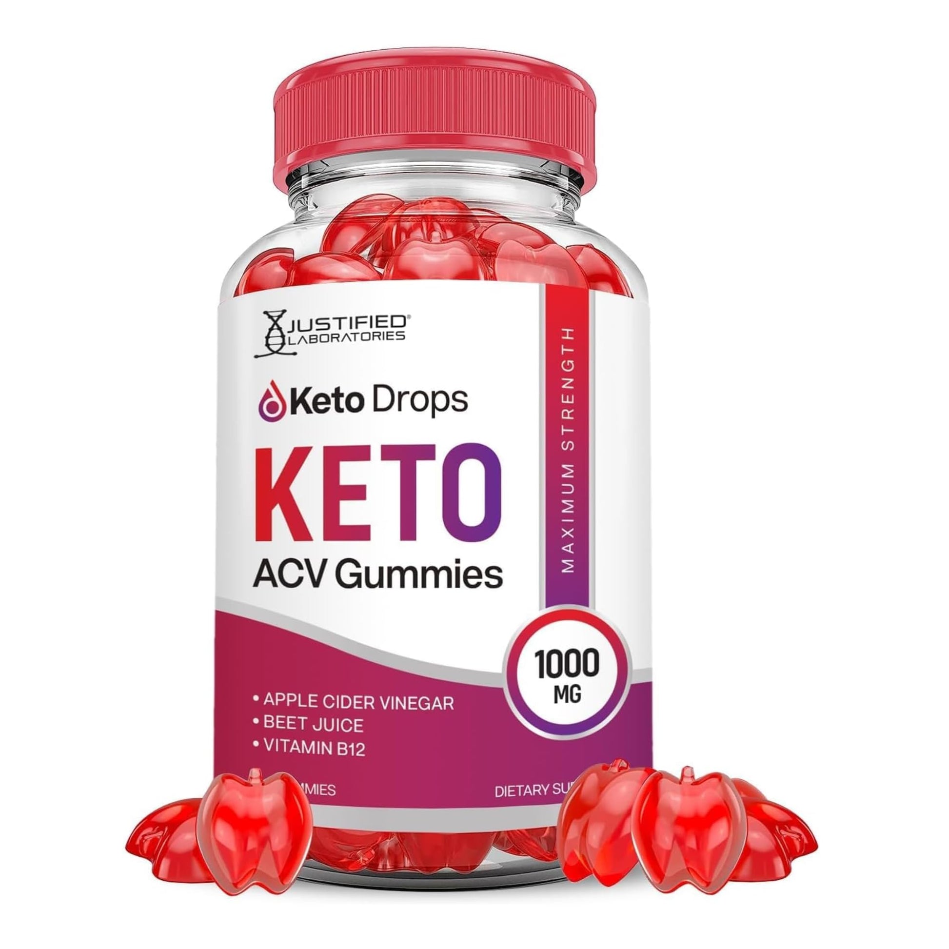 Justified Laboratories Keto Drops Keto ACV Gummies (1000 mg), 60 Count