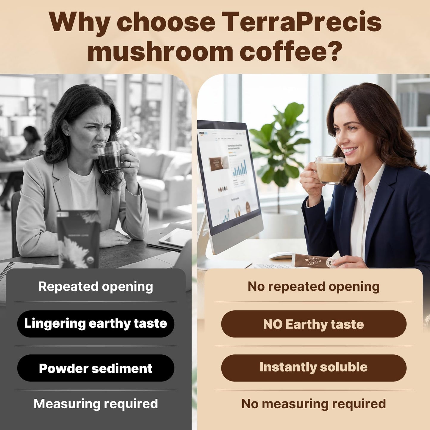 TerraPrecis Mushroom Coffee Instant Powder, 6.35 oz