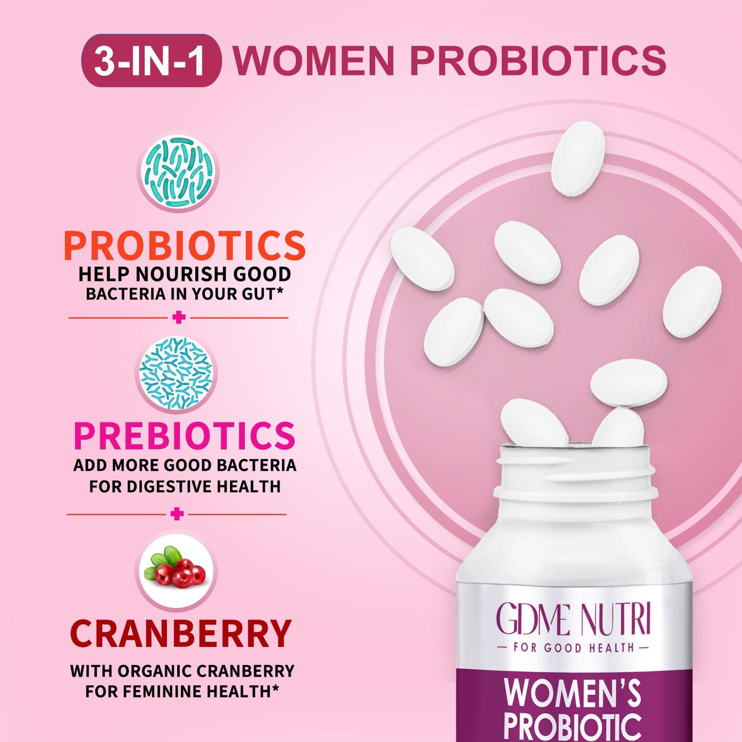 GDMENUTRI Women's Probiotics, 120 Tablets
