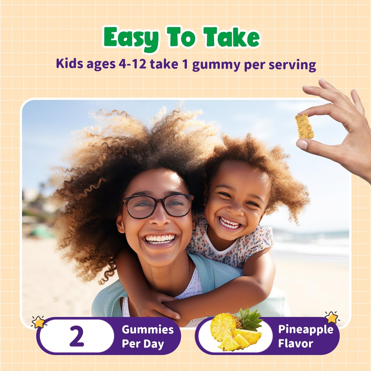 GZ HAOYUAN Kids Magnesium Glycinate Gummies, 60 Count