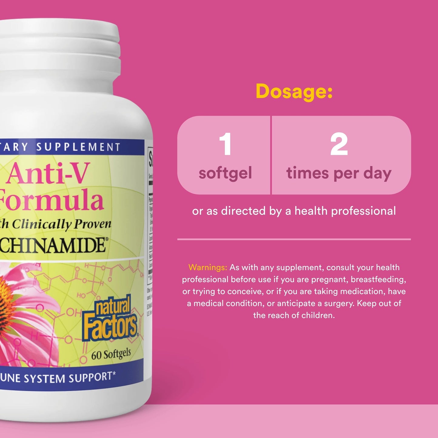 Natural Factors Anti-V Formula Healthy Immune System Support Supplement - Herbal Immune Health Supplement with Reishi Mushroom & Licorice Root Softgels, 60 Count