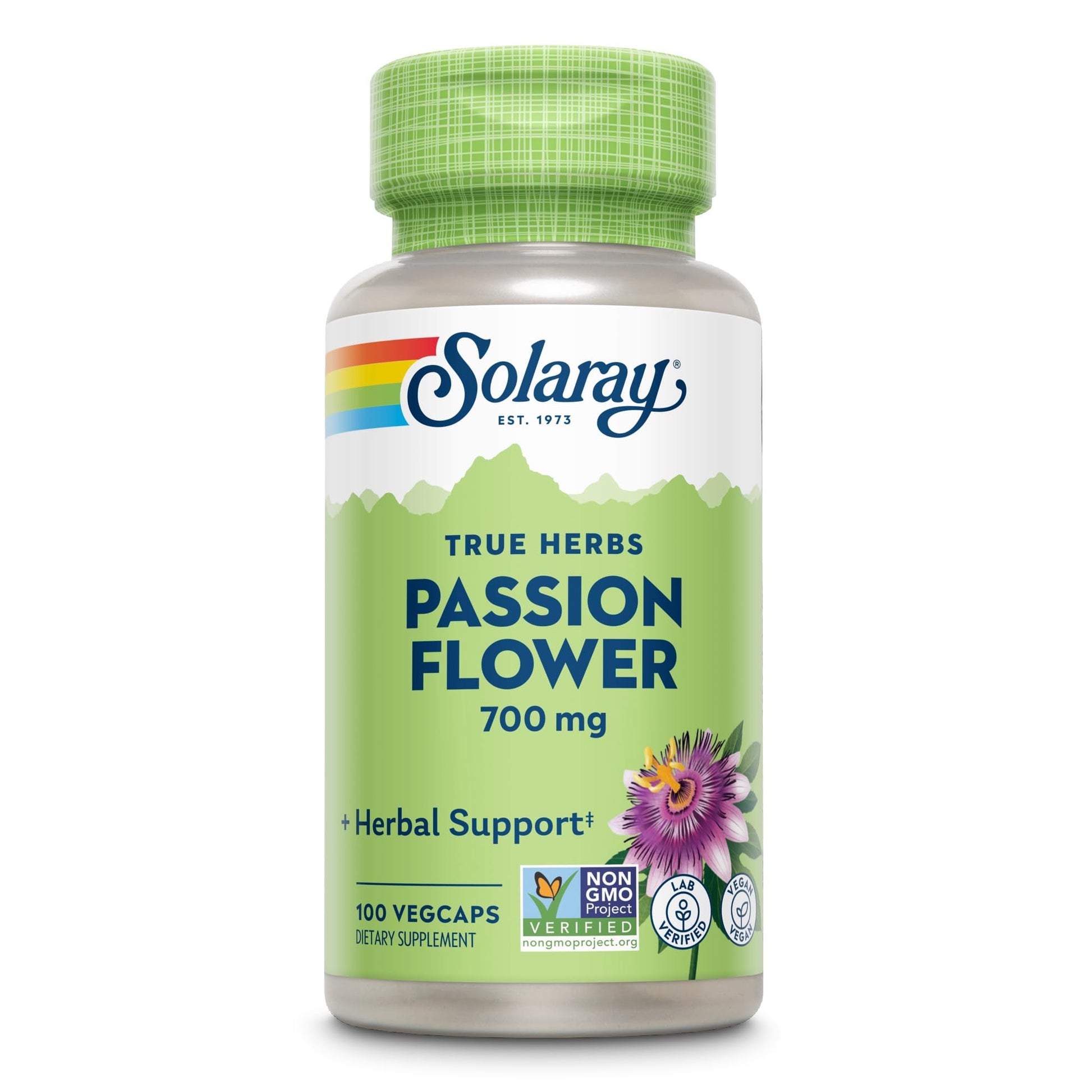 Solaray Passion Flower Aerial Extract 700mg (350mg Per Capsule) Capsule, 100 VegCaps