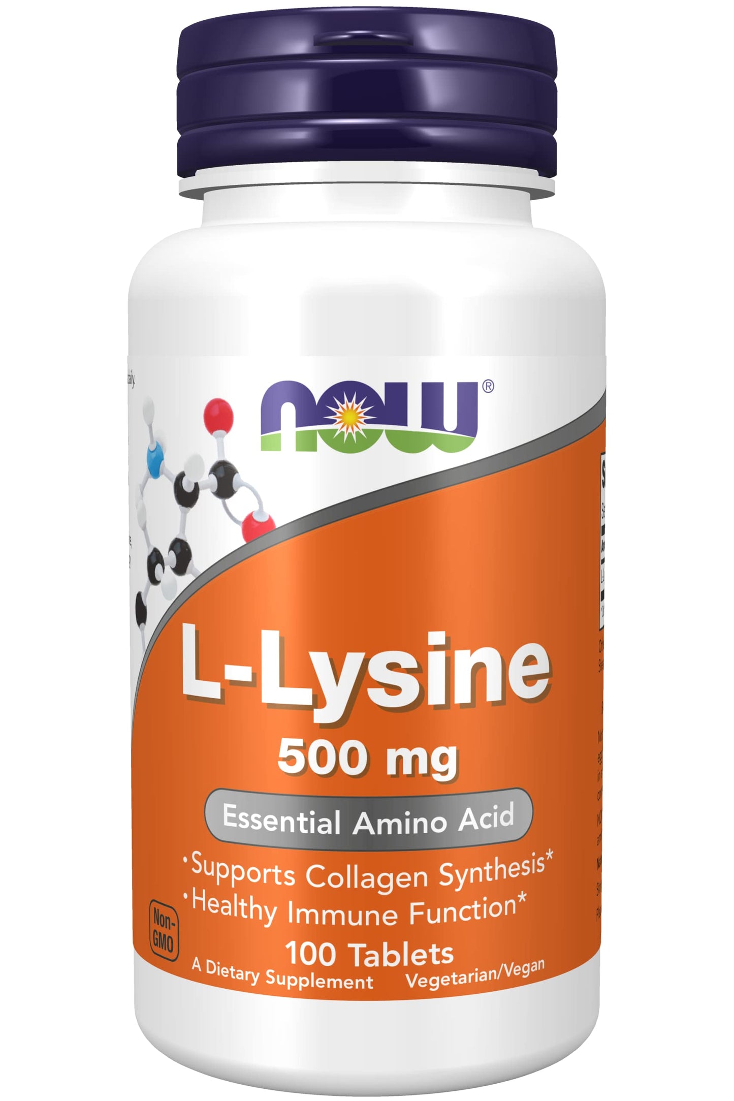 NOW Foods L-Lysine 500 mg Tablet, 100 Tablets