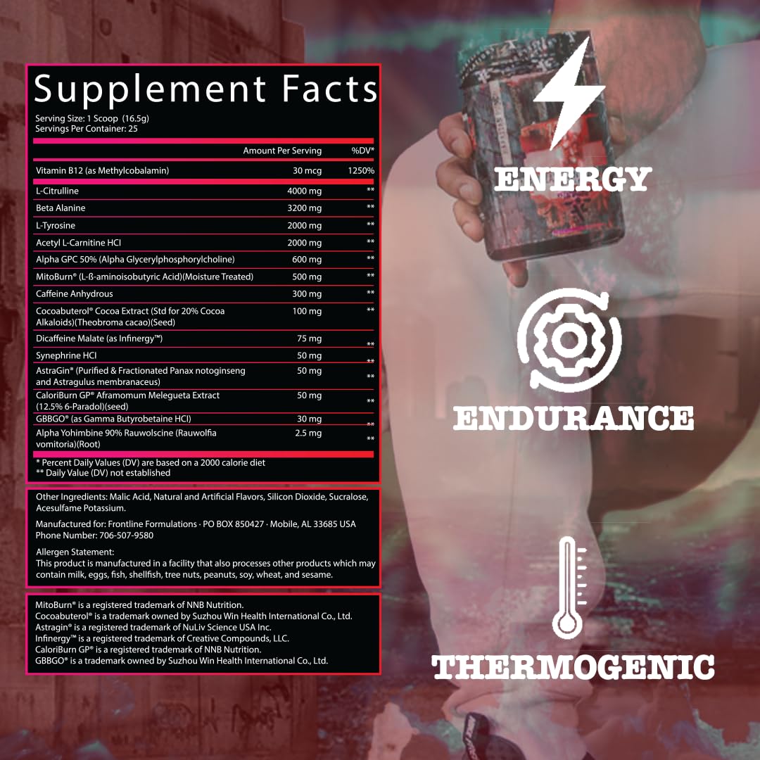 FRONTLINE FORMULATIONS Manhattan Project Pre Workout Green Apple Lemonade Powder 16