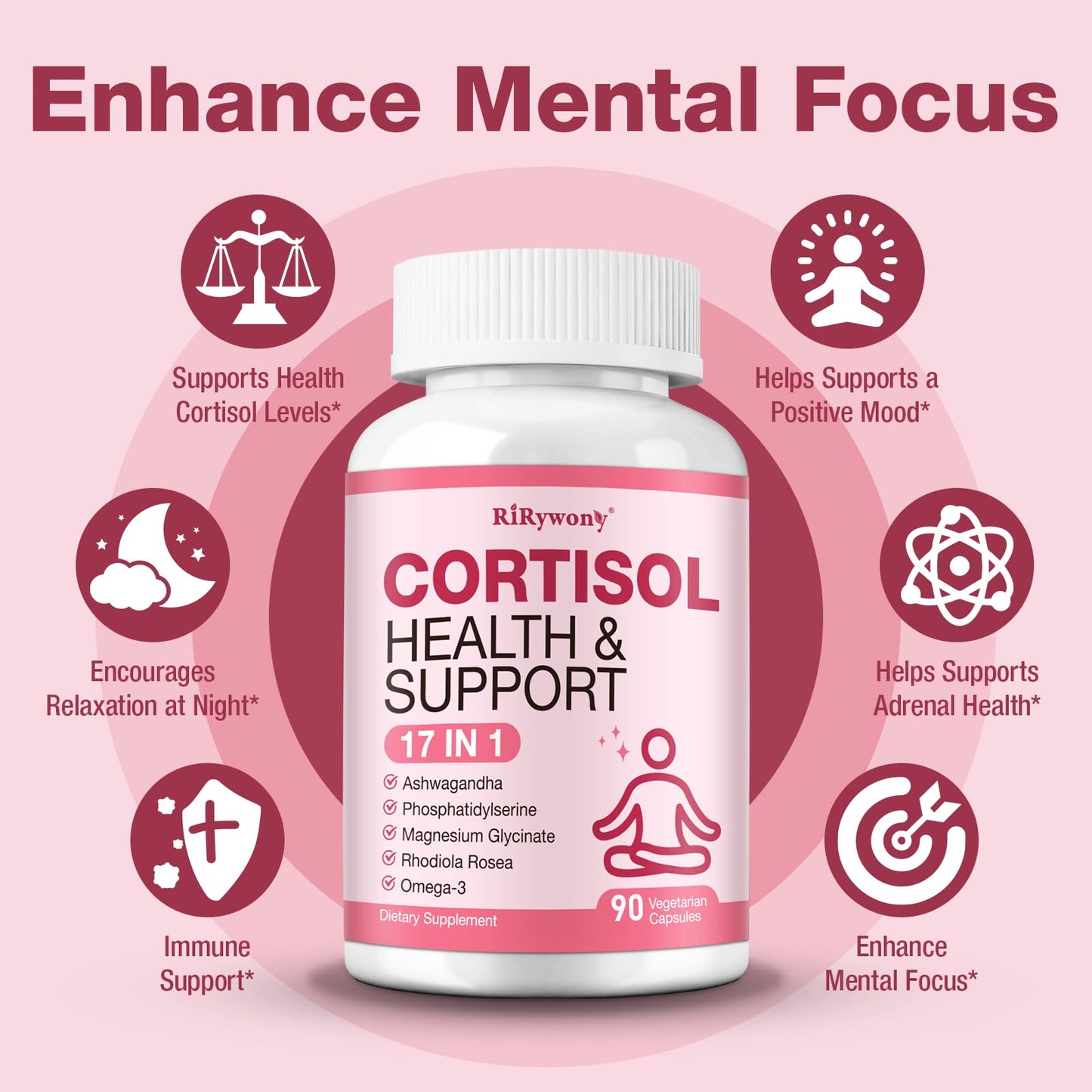 RiRywony Cortisol Supplements Capsules 90 Count