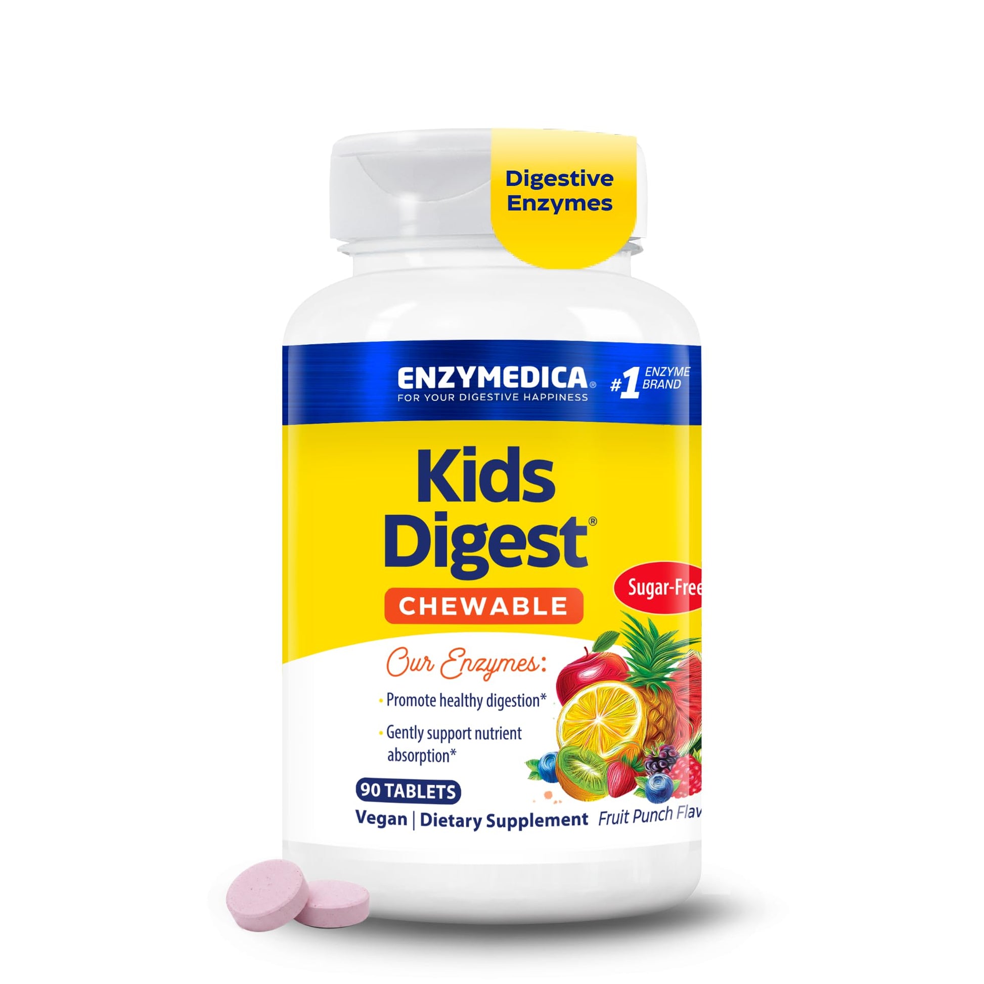 Enzymedica Kids Digest Chewable Digestive Enzyme Supplement, 90 Tablets