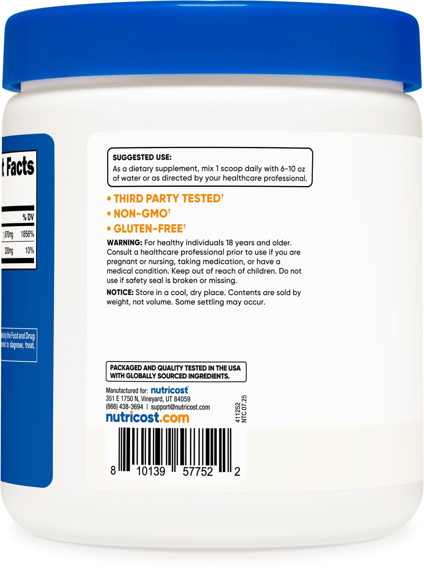 Nutricost Sodium Ascorbate Powder 16.2 Ounce