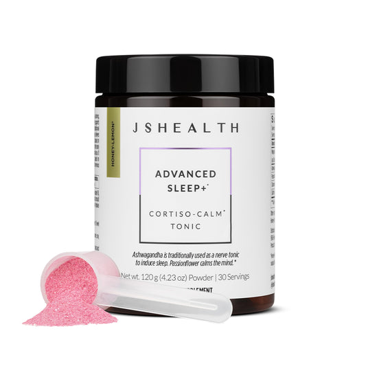 JSHealth Advanced Sleep Plus Powder 4.2 oz Sleep Aid with Passionflower, Ashwagandha & Magnesium Glycinate Dihydrate - Honey-Lemon Flavor