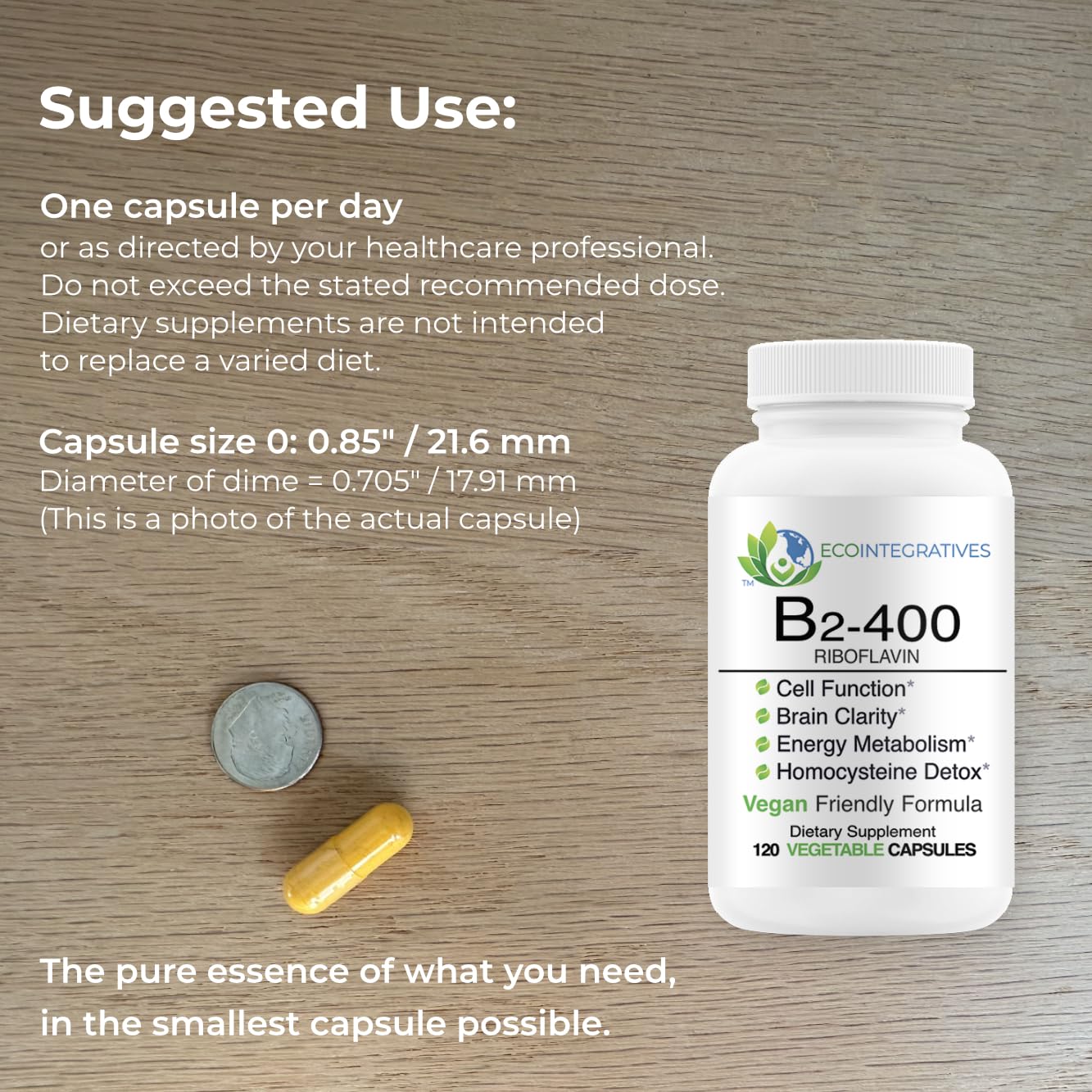 EcoIntegratives B2-400 Pure Riboflavin Capsule, 120 Capsules
