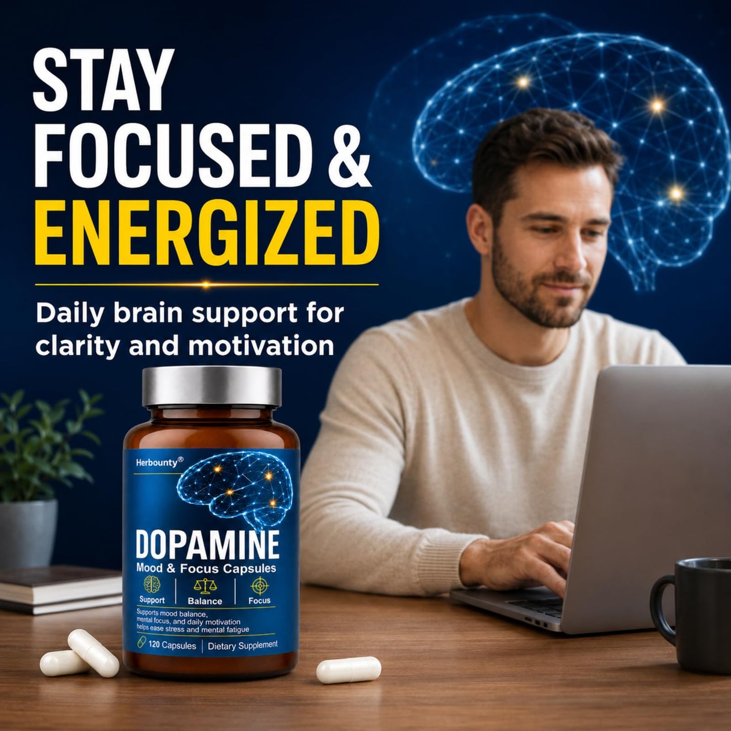 Herbounty Dopamine Brain Food Capsule 120 Count