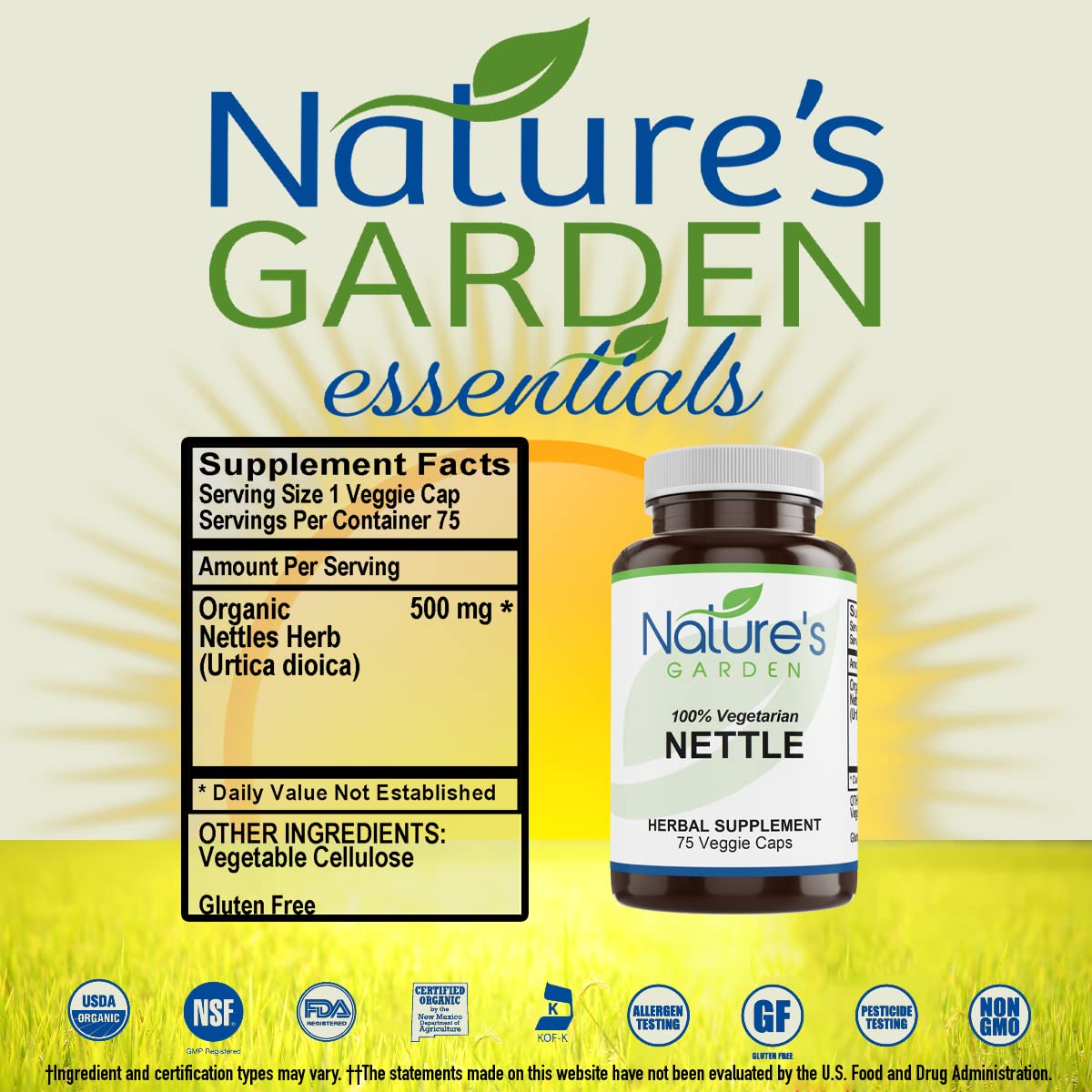 NATURE'S GARDEN ESSENTIALS Nettles Capsules 1 Count