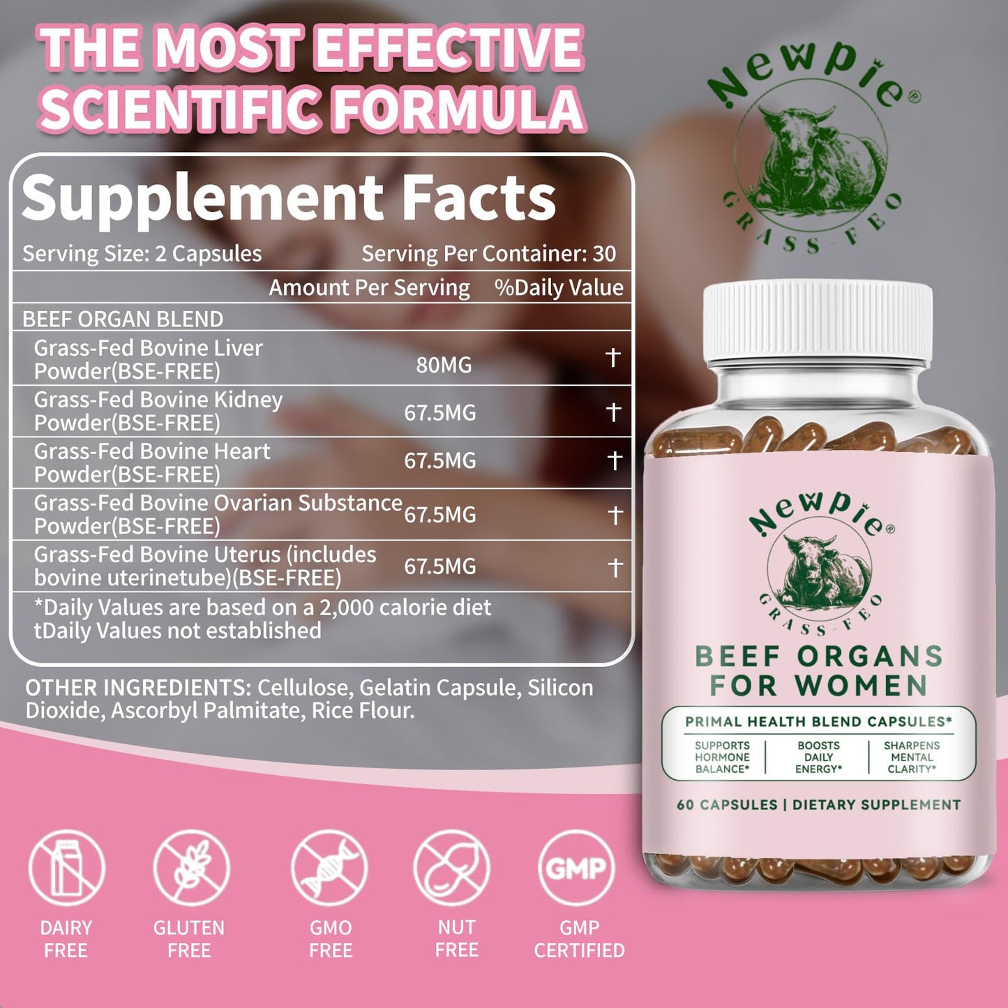 Newpie Grass Fed Beef Liver Capsules 60 Capsules