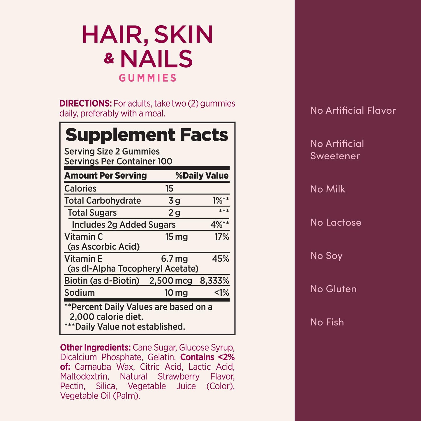 Nature's Bounty Optimal Solutions Hair, Skin and Nails Gummies 200
