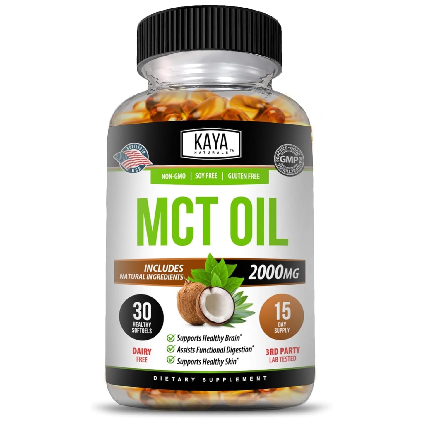 Kaya Naturals MCT Oil 2000mg Capsules 30 Count