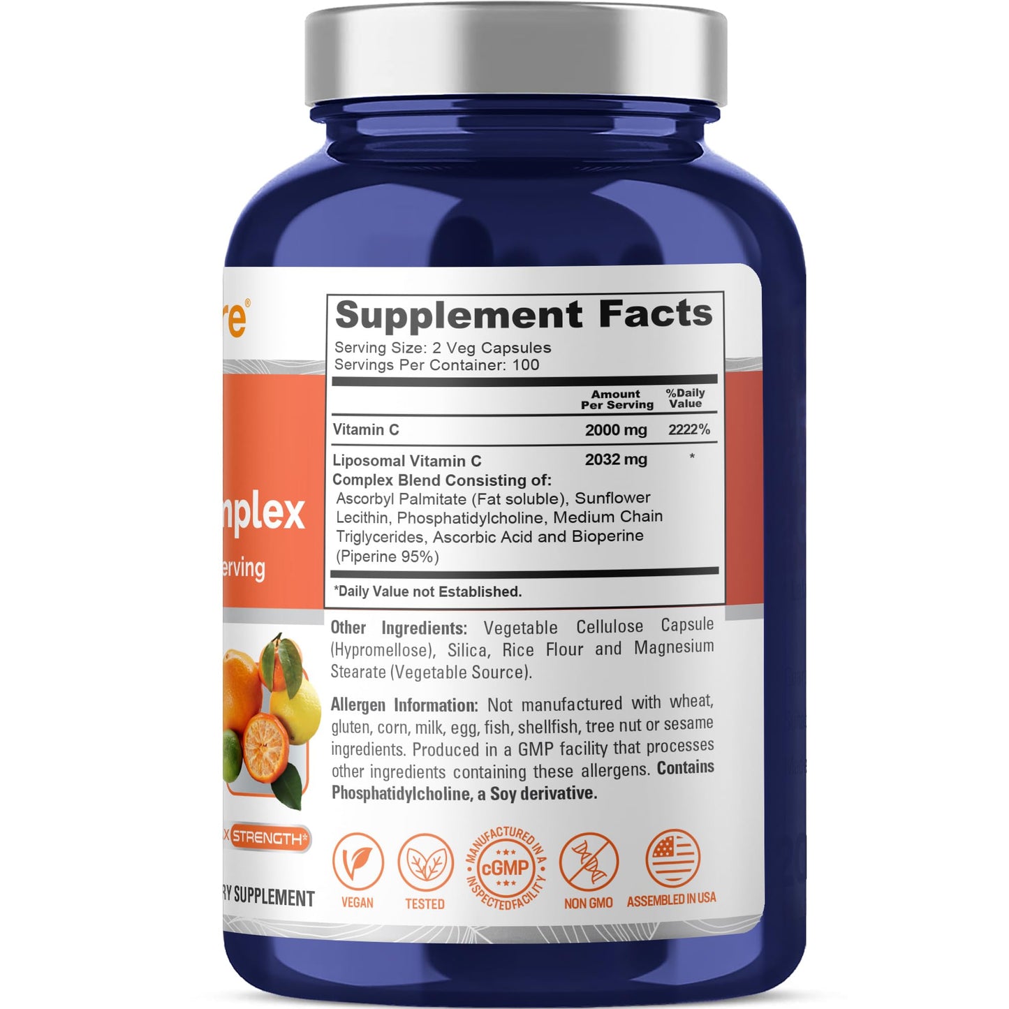 NusaPure Liposomal Vitamin C 2032mg Capsules, 200 Count