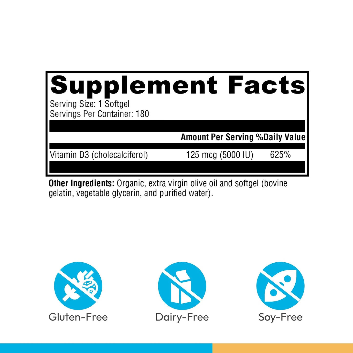 XYMOGEN D3 5000 Softgels, 180 Count