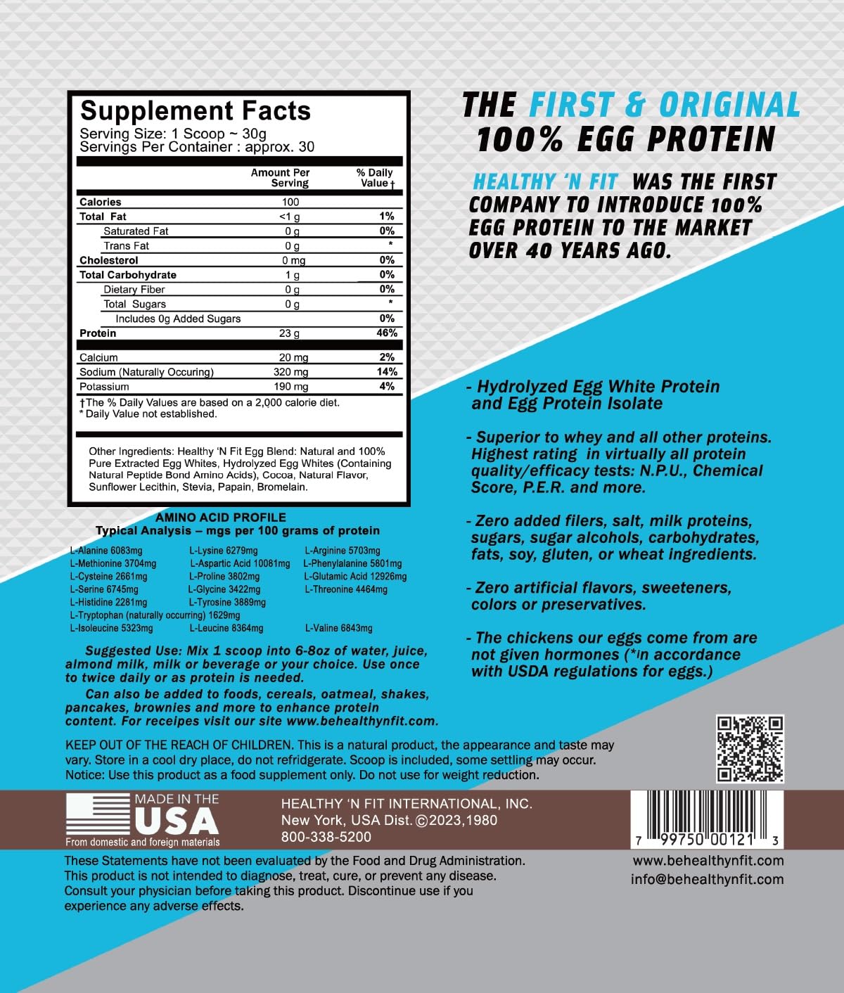 Healthy 'N Fit 100% Egg Protein Powder - Heavenly Chocolate, 32 Servings