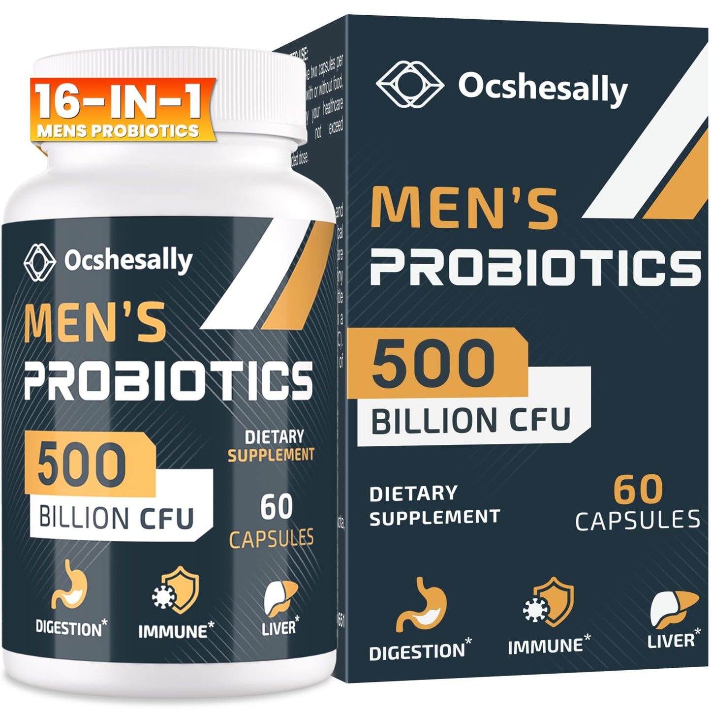 Ocshesally Probiotics for Men, 500 Billion CFUs & 12 Strains Mens Probiotic, with Turmeric, Cranberry, Goji Capsules 60