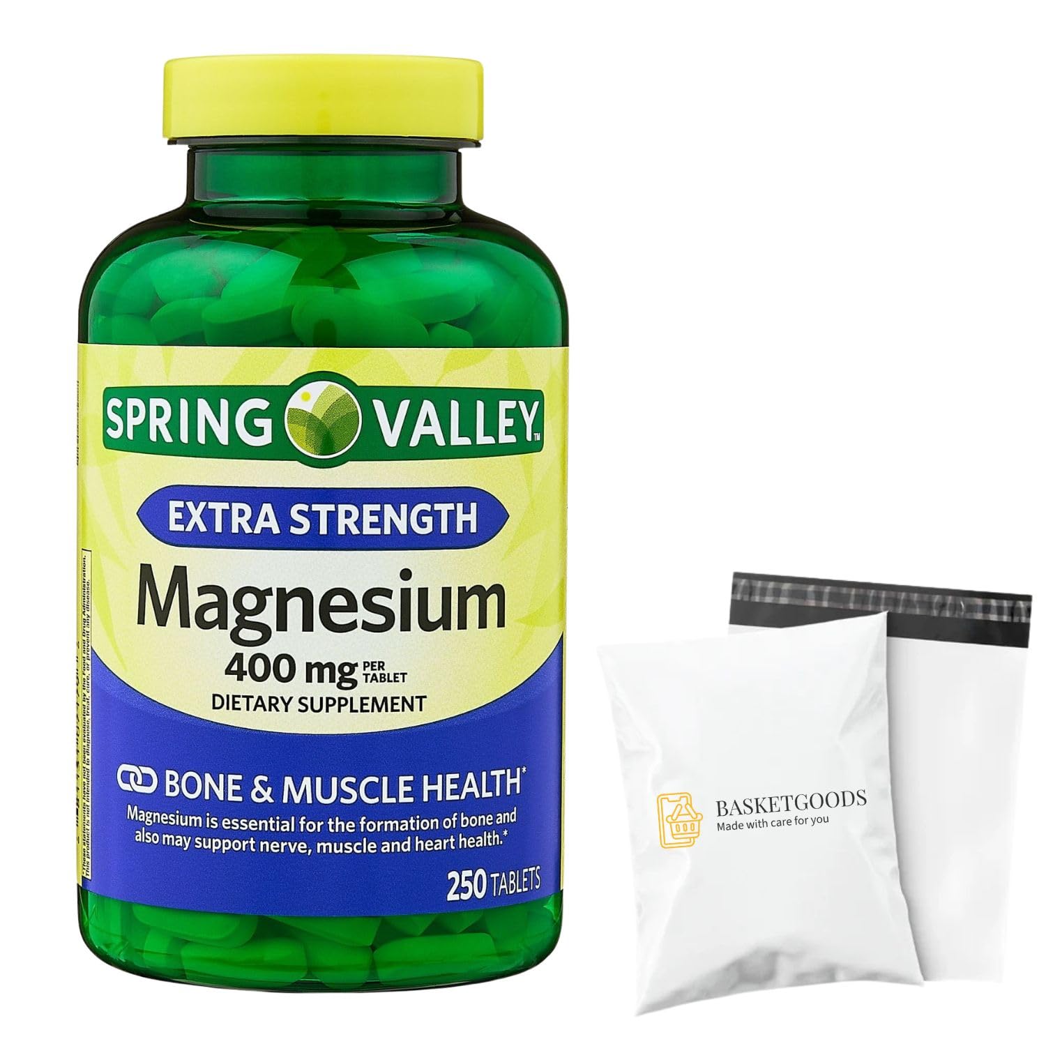 BASKETGOODS Magnesium 400 mg Bone & Muscle Health Tablets, 250 Count