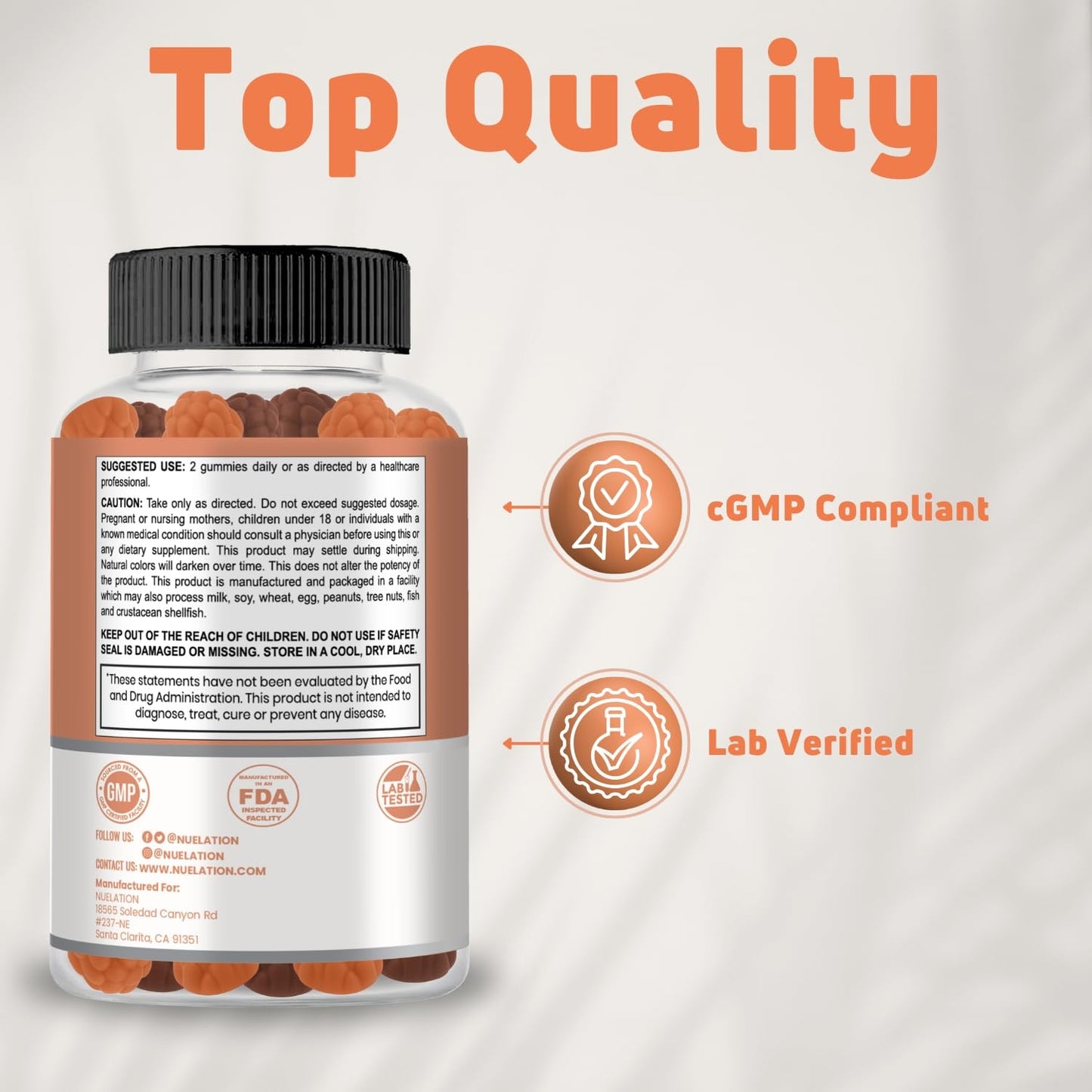 NUELATION Vitamin D3 Gummies for Adults 2000 IU, 90 Gummies