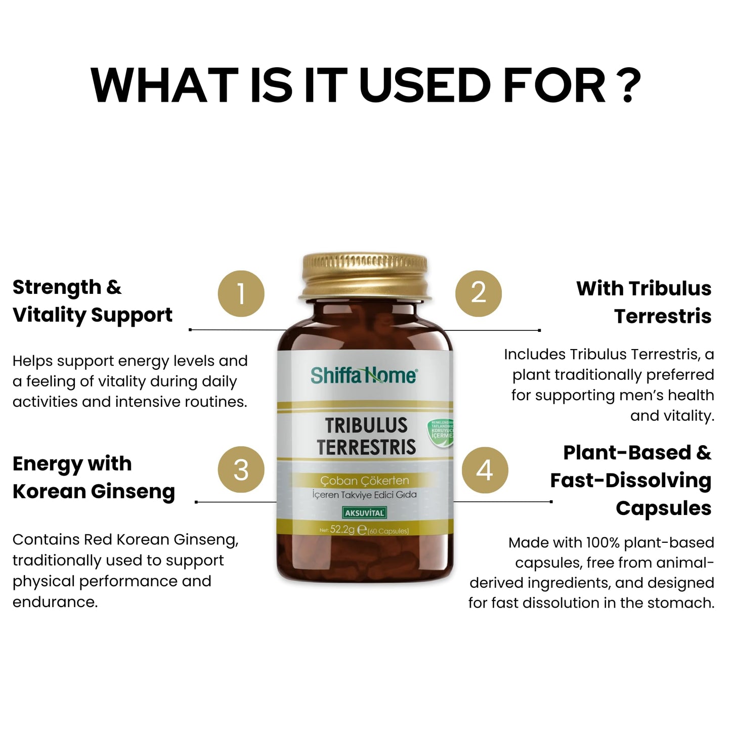 shiffahome Tribulus Terrestris Extract Capsules 60 Capsules