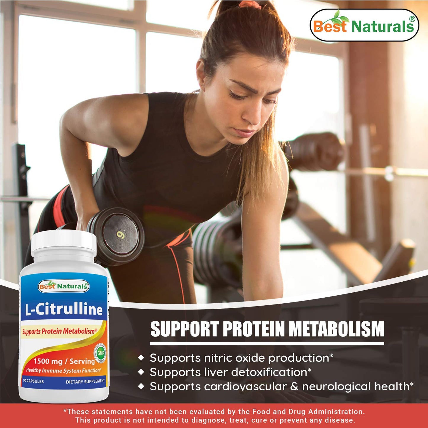 Best Naturals L-Citrulline 1500mg & L-Carnitine 1000mg Capsule, Tablet, 90 Count
