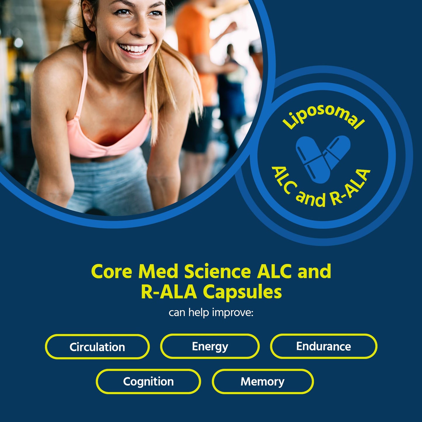 Core Med Science Liposomal ALC & R-ALA Supplement Capsules, 60 Count