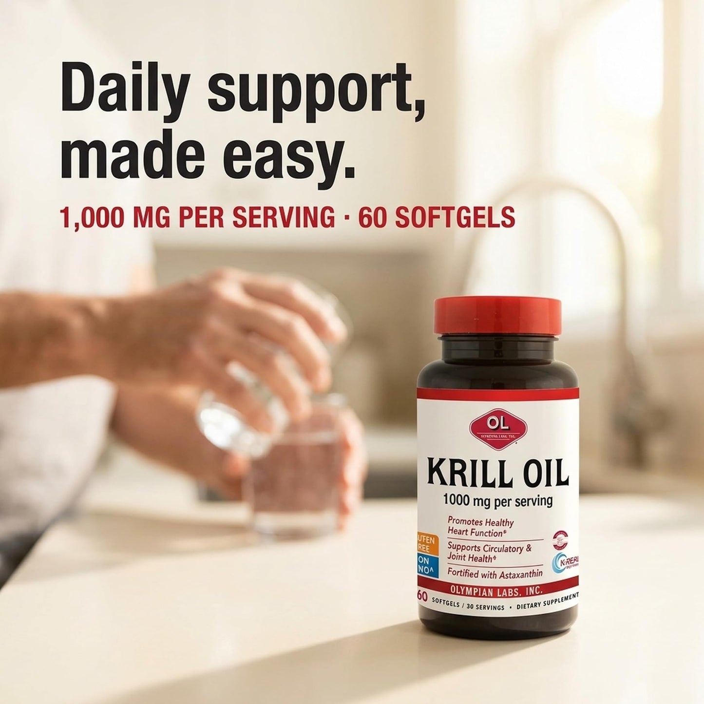 Olympian Labs Antarctic Krill Oil 1000mg Softgels, 60 Count