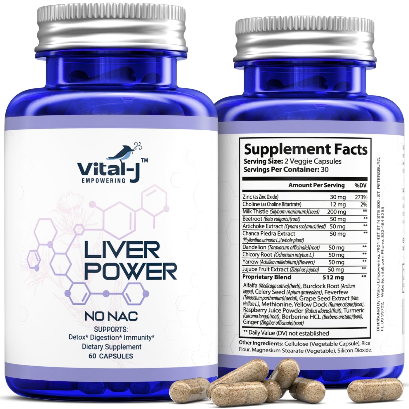 Vital-J Empowering 21-IN-1 Liver Support Supplement, 120 Capsules
