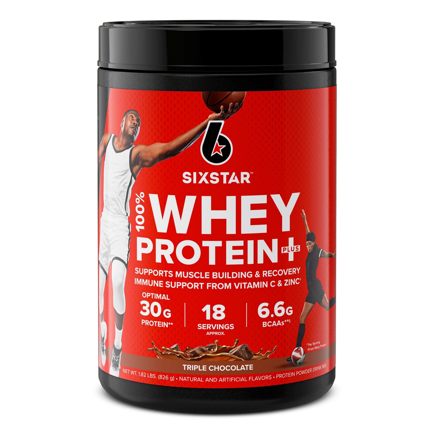 Six Star Elite 100% Whey Protein Plus Triple Chocolate Protein Powder, 1.8lbs; Creatine Capsules, 2-Count Bundle