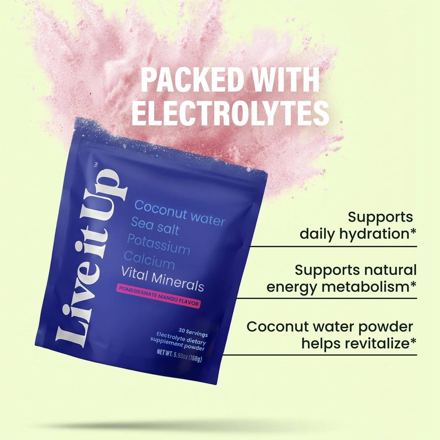 LIVE IT UP Vital Minerals: Electrolyte Powder for Hydration 5.93 Ounce