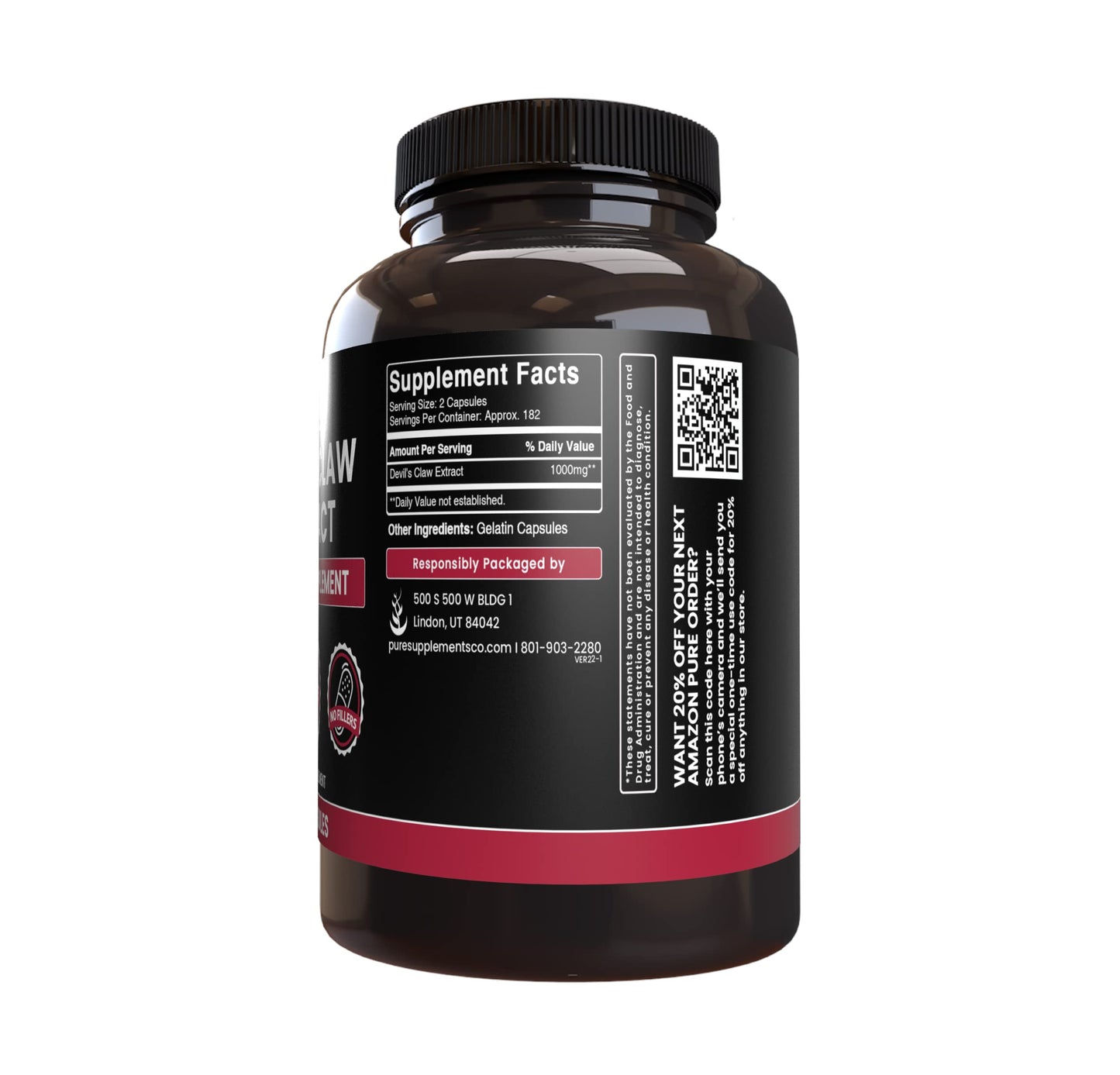 Pure Original Ingredients Devil's Claw Capsules 365