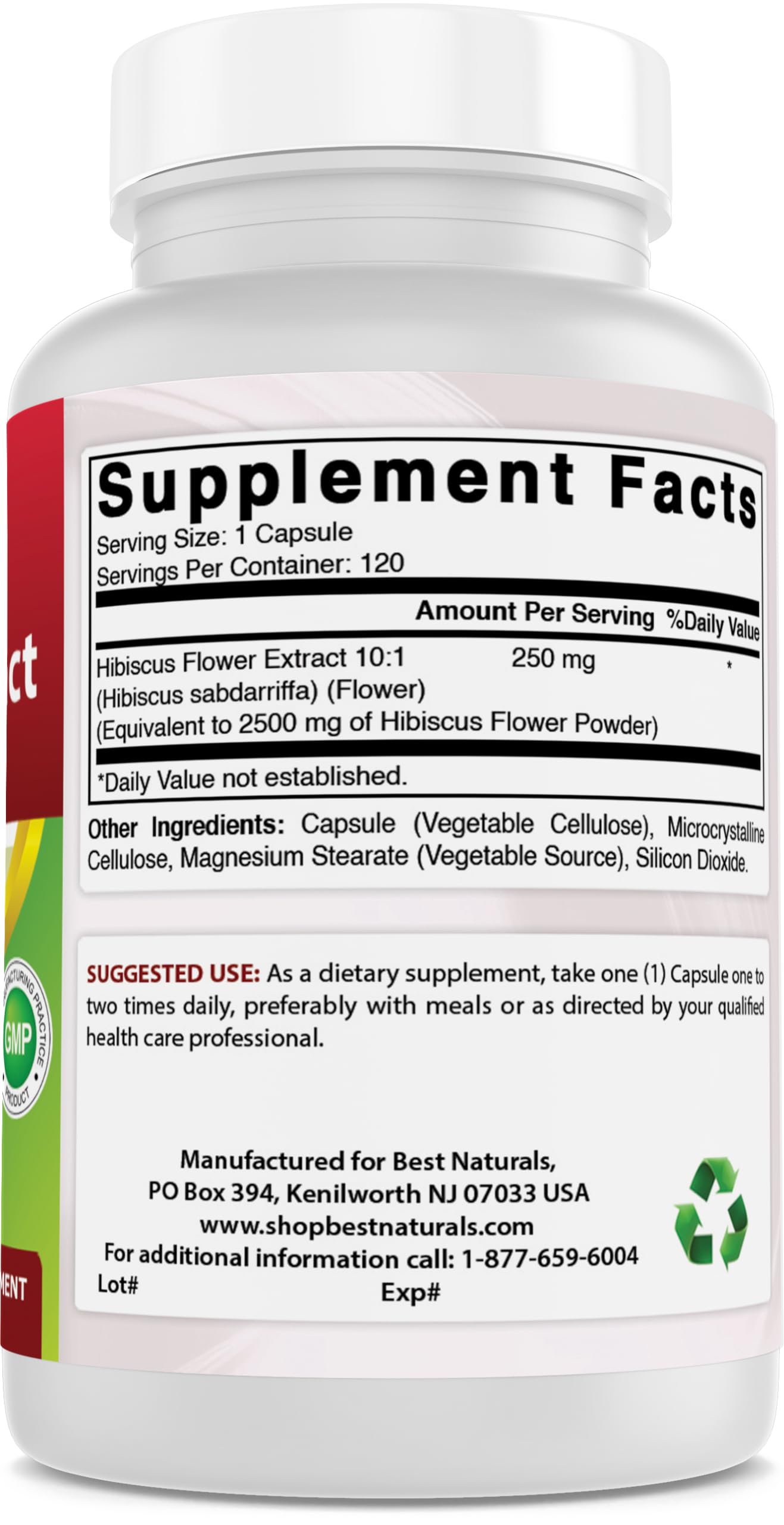 Best Naturals Hibiscus 10:1 Extract (250) Capsules, 120 Count
