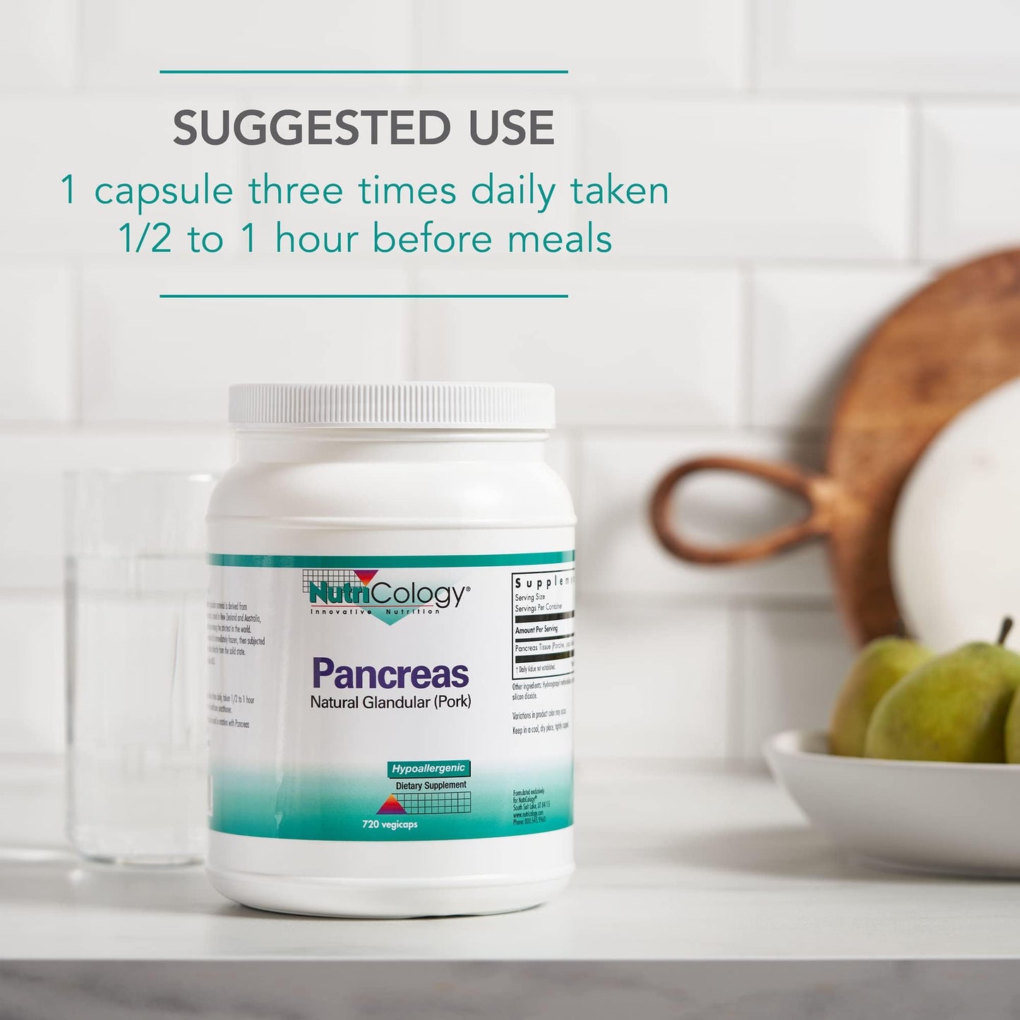 Allergy Research Group Pancreas Natural Glandular 425 mg Pork Capsules 720