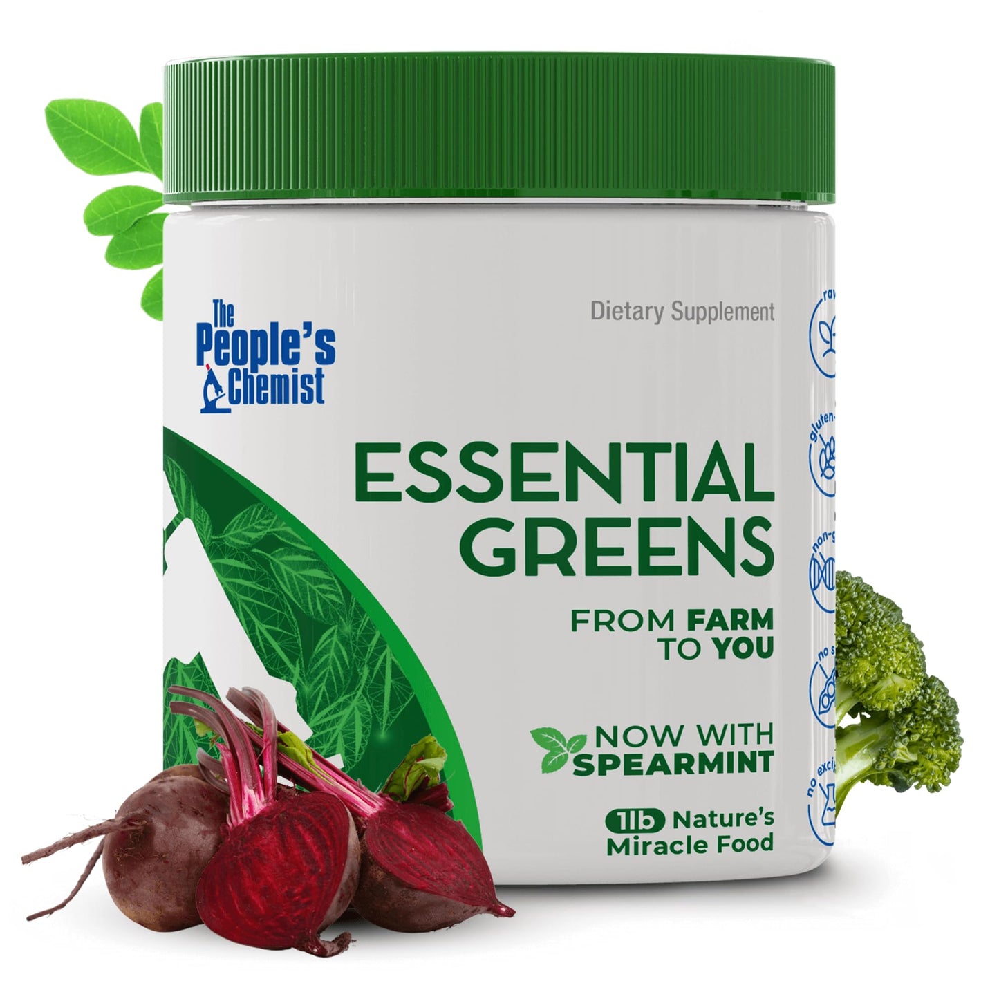 People's Chemist The Essential Greens Organic Moringa, Spirulina, Beetroot, and Probiotics Powder 16 Ounces