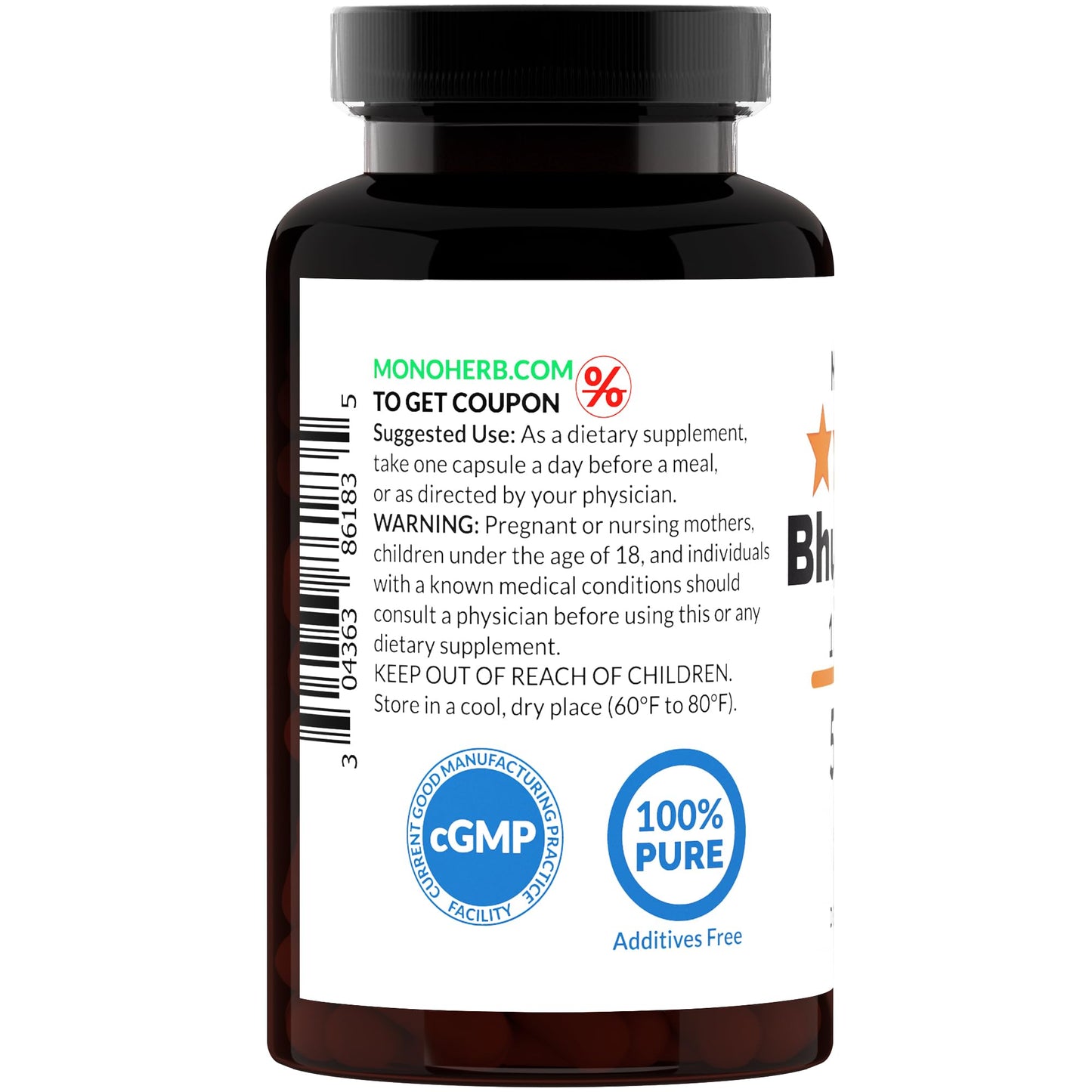 MONOHERB Bhumi Amla 10:1 Extract - 500 mg per Capsule, 180 Capsules