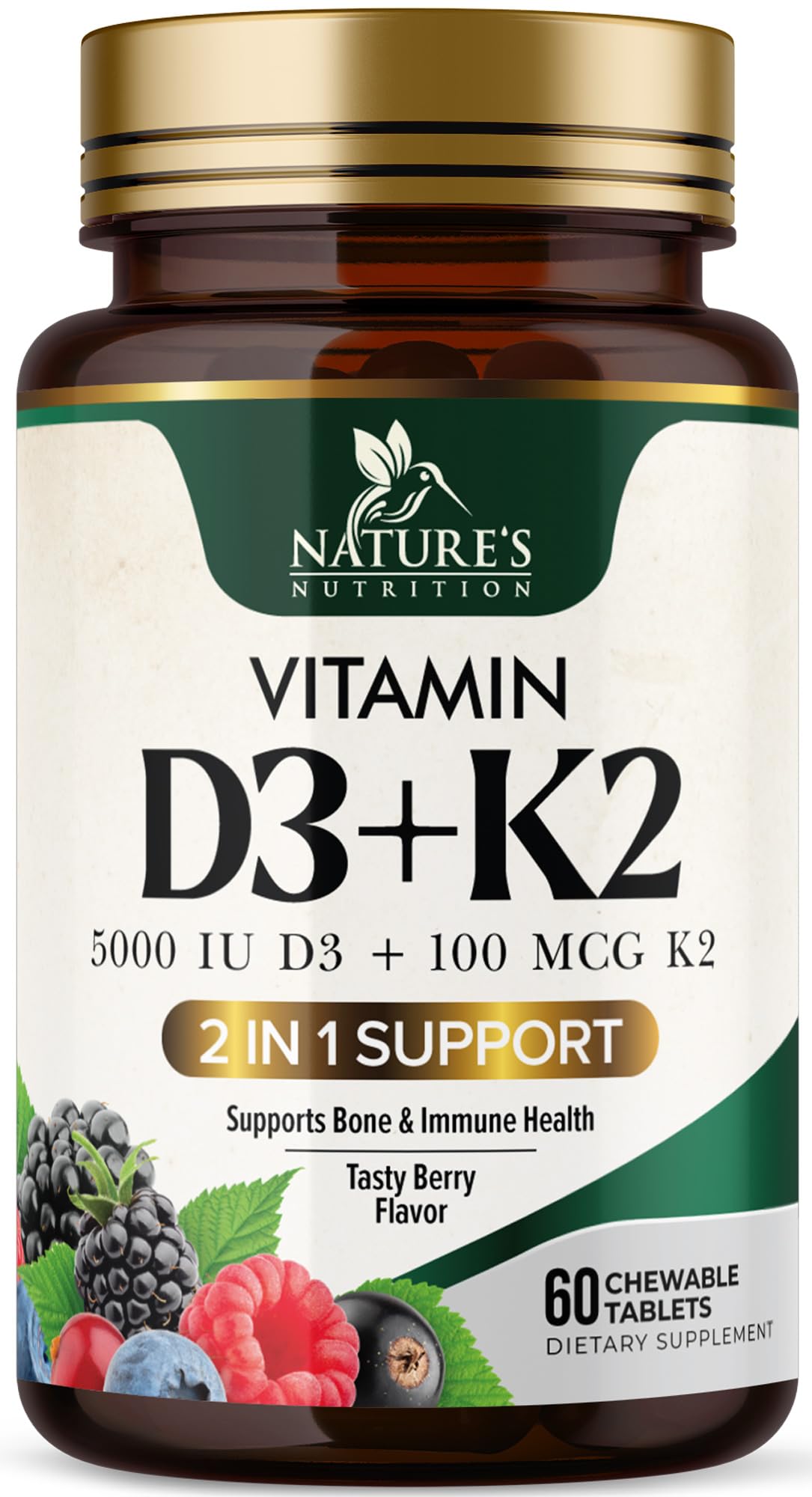Nature's Nutrition Vitamin D3 K2 Supplement Tablet 60 Tablets