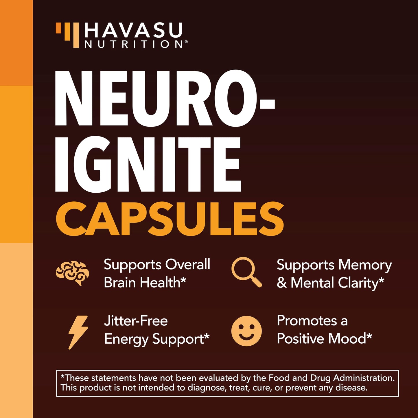 HAVASU NUTRITION NeuroIGNITE Brain Supplements for Memory and Focus Capsules, 30 Count