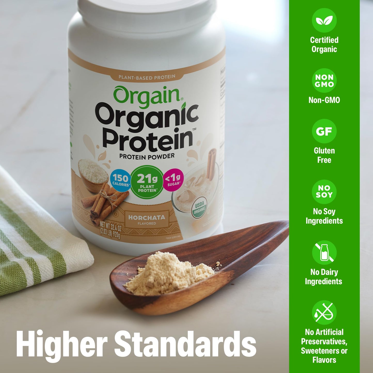 Orgain Organic Vegan 21g Protein Powder Horchata 32.4 oz