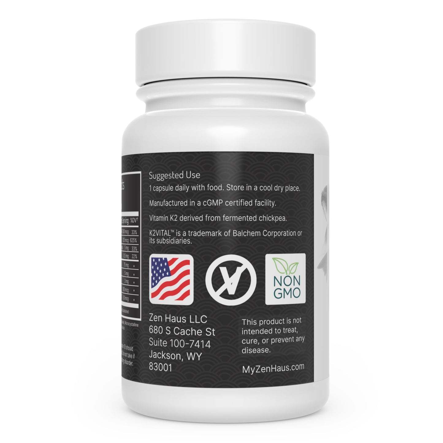 Zen Haus ADK Vitamin Supplement with A, D3, K2 (MK-7 Non-Soy) and E with CoQ10, Boron & Alpha Lipoic Acid Capsules - 100 Count