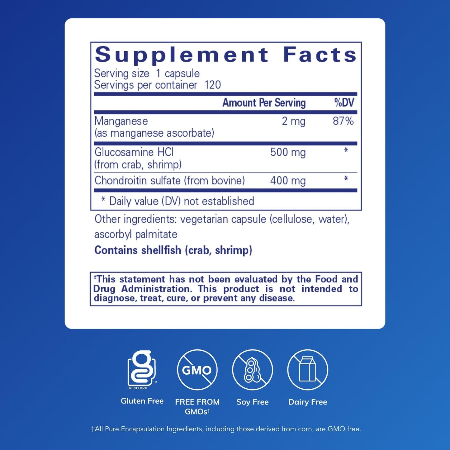 Pure Encapsulations Glucosamine Chondroitin with Manganese Capsules 120