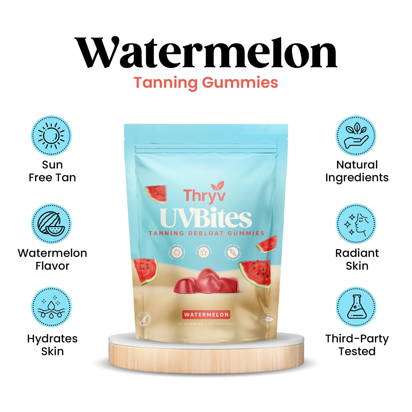 Thryv UVBites Tanning Gummies, 60 Count
