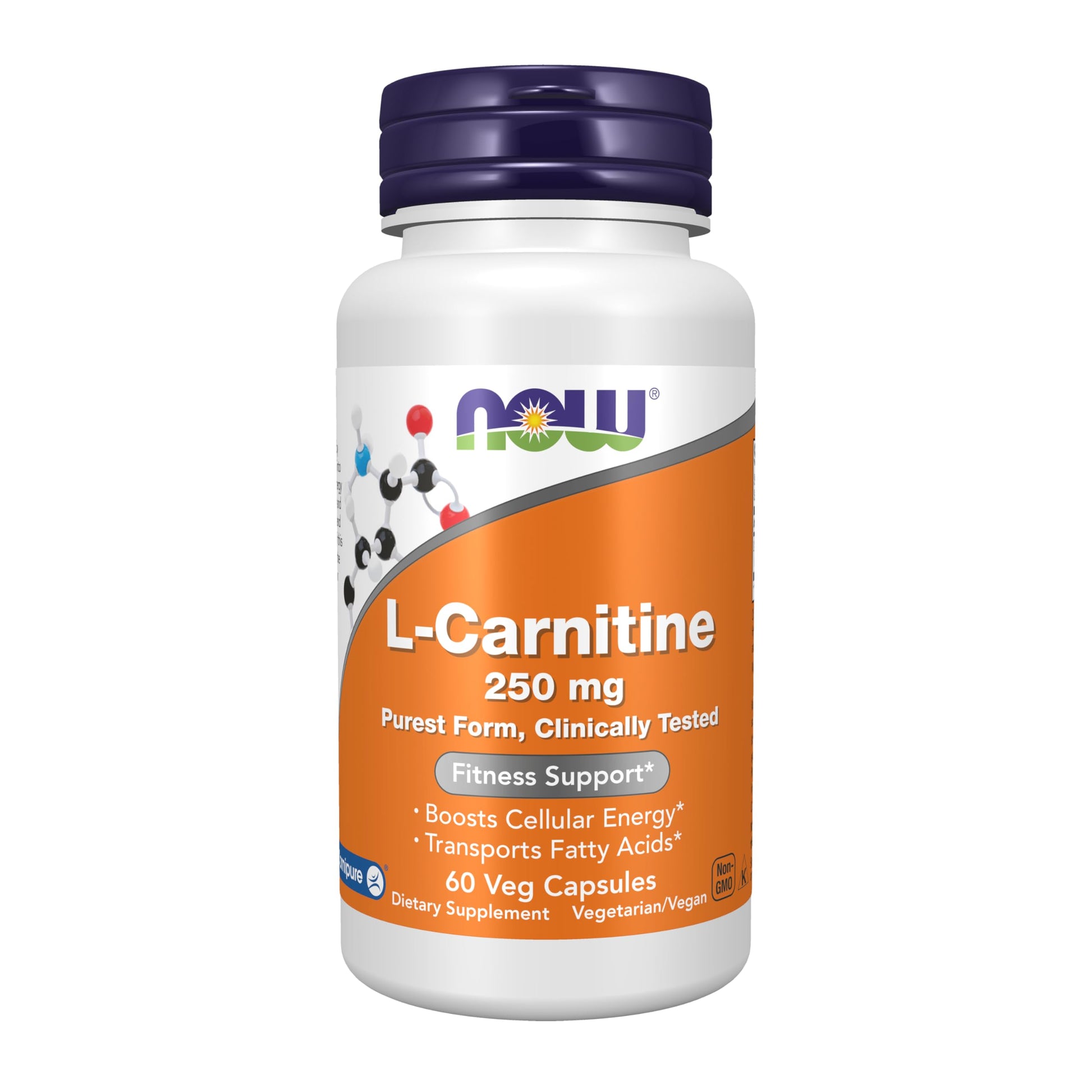 NOW Foods L-Carnitine 250 mg Veg Capsules, 60 Count