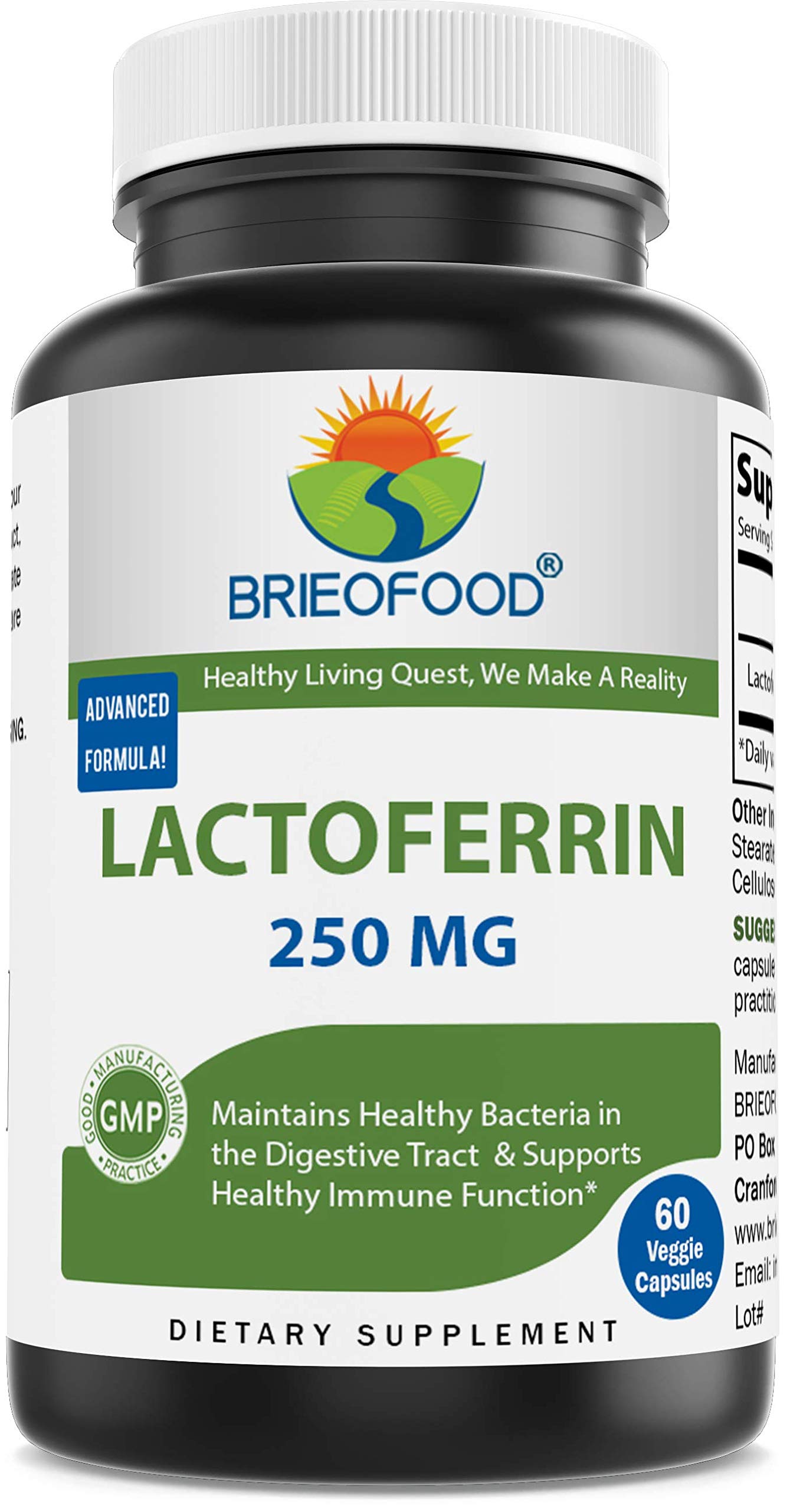 Brieofood Lactoferrin 250 mg Capsule, 60 Count