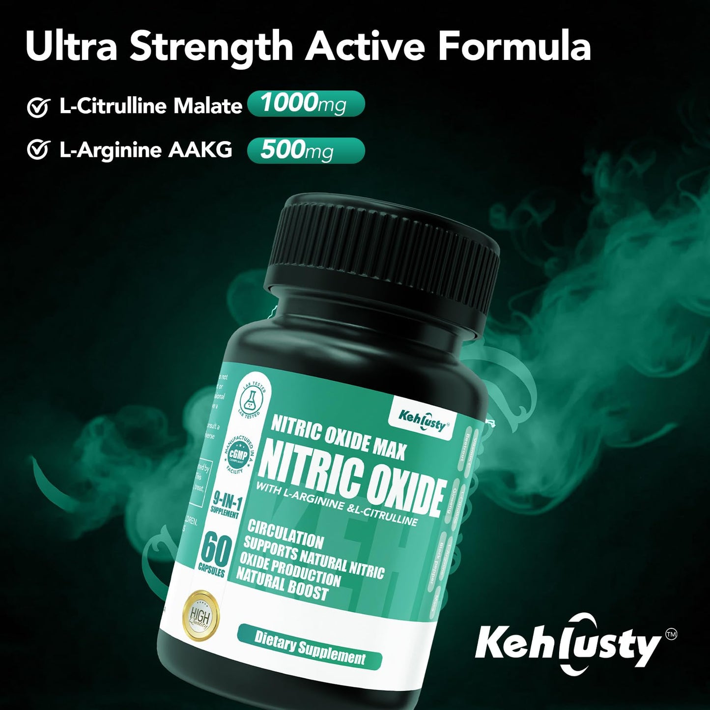 KEHLUSTY Nitric Oxide Booster Capsule, 60 Capsules