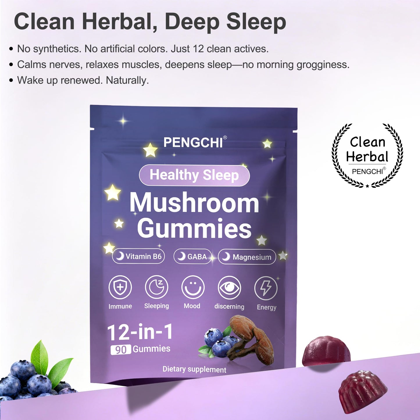 PENGCHI Mushroom Sleep Gummies, 90 Count