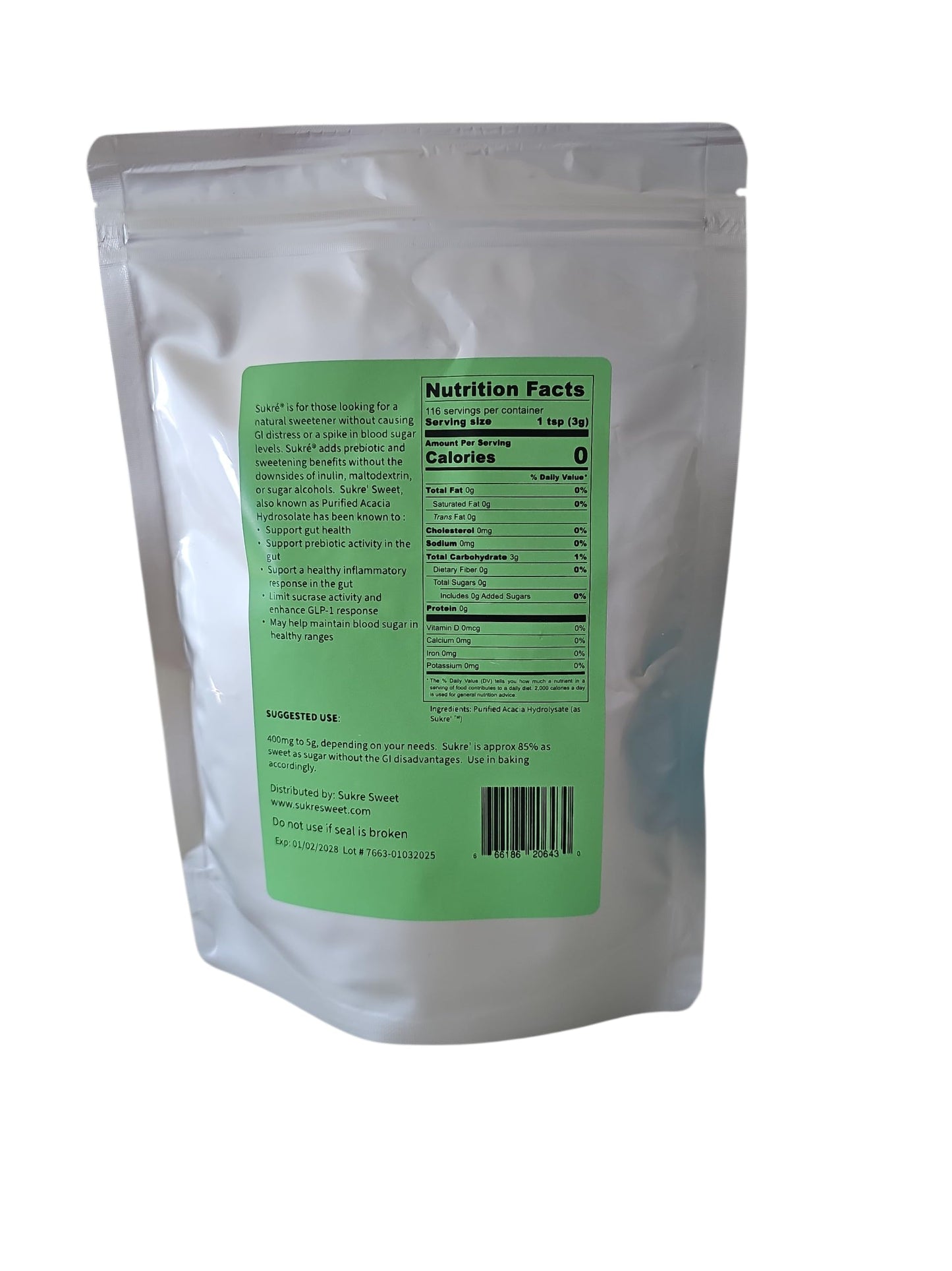 Sukre' Sweet Prebiotic Sweetener Powder 10