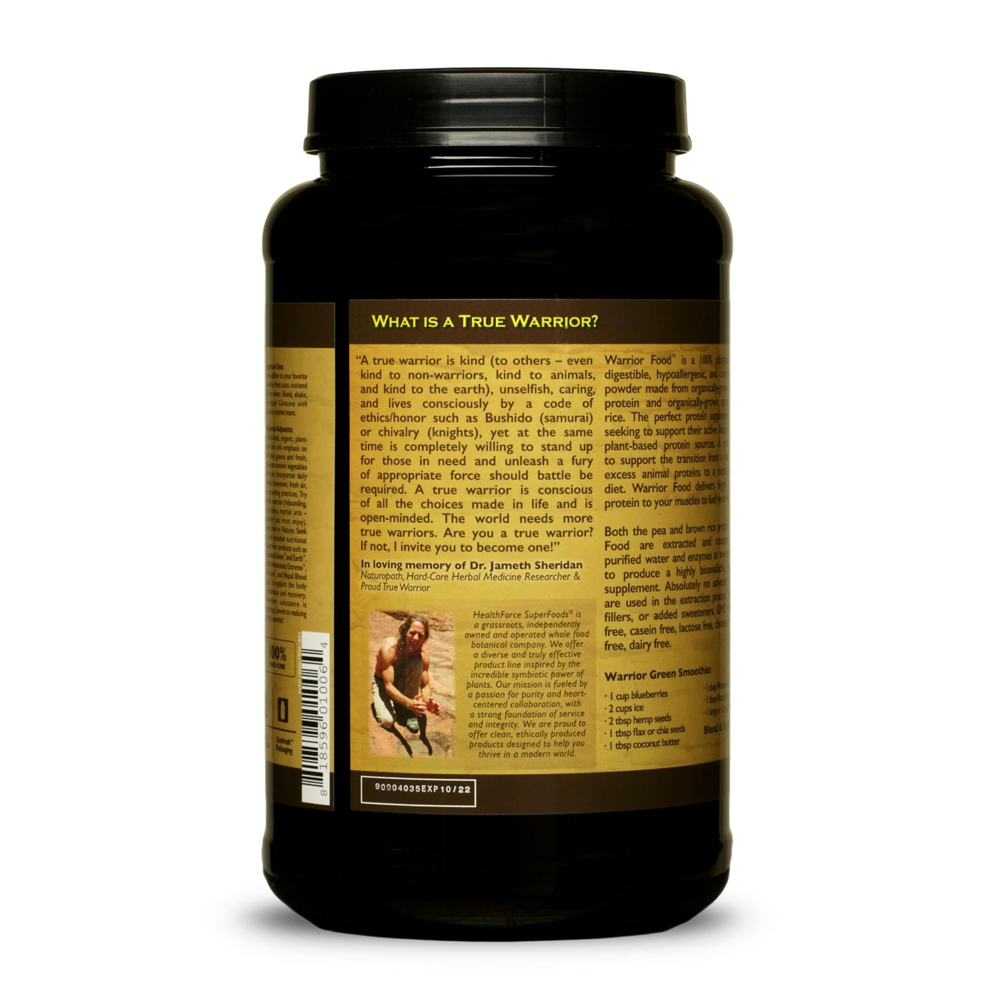 HealthForce SuperFoods Warrior Food Protein Powder Carob Flavor 1000 Grams