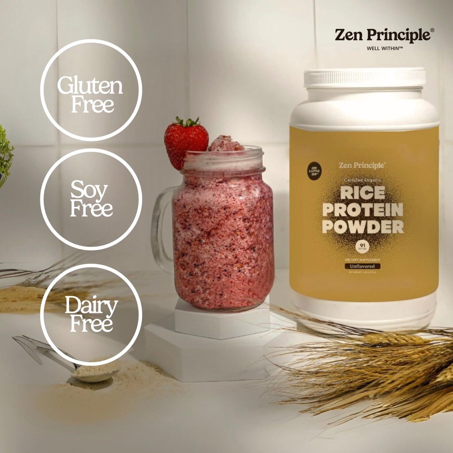 Zen Principle Organic Brown Rice Protein Powder 96 Servings
