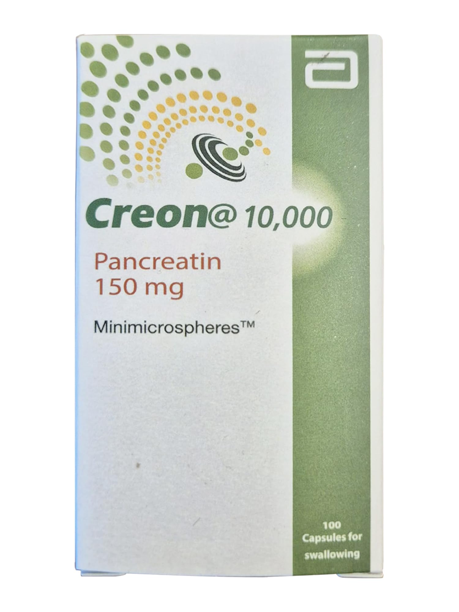 UPAX Creon 10,000 Pancreatin 150mg Digestive Enzyme Supplement with Lipase, Protease & Amylase Capsule, 100 Count